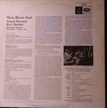 Yehudi Menuhin & Ravi Shankar : West Meets East (LP, Scr)