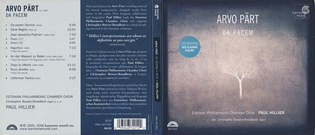 Arvo Pärt - Estonian Philharmonic Chamber Choir, Paul Hillier With Christopher Bowers-Broadbent : Da Pacem (CD, Album)