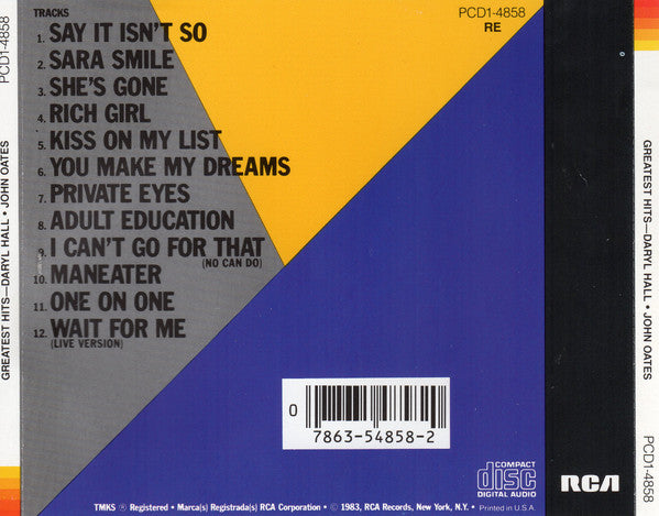 Daryl Hall & John Oates : Greatest Hits (Rock 'N Soul Part 1) (CD, Comp, RE)