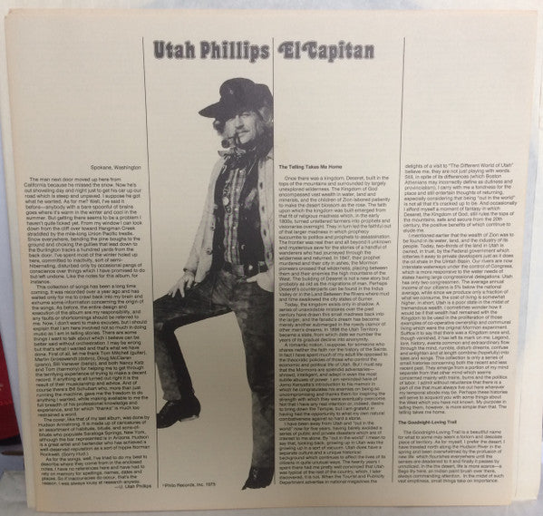 Utah Phillips : El Capitan (LP, Album, Whi)