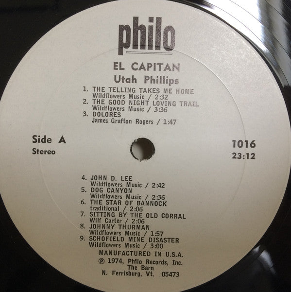 Utah Phillips : El Capitan (LP, Album, Whi)