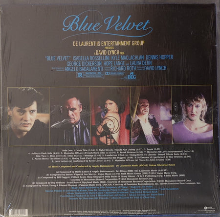 Angelo Badalamenti : Blue Velvet (Original Motion Picture Soundtrack)  (LP, Album, RE)