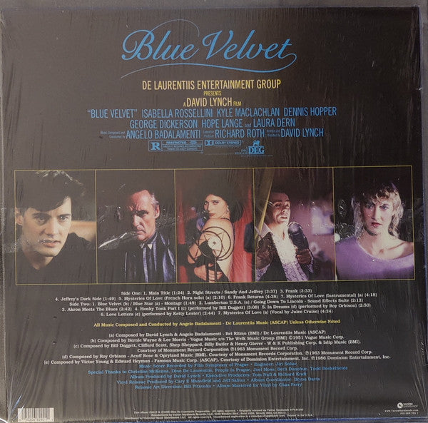Angelo Badalamenti : Blue Velvet (Original Motion Picture Soundtrack)  (LP, Album, RE)