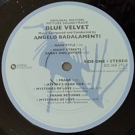 Angelo Badalamenti : Blue Velvet (Original Motion Picture Soundtrack)  (LP, Album, RE)