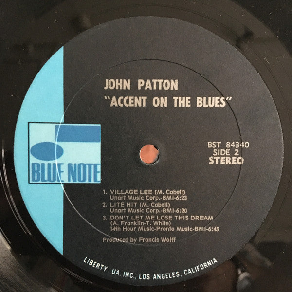 John Patton : Accent On The Blues (LP, Album, RP)