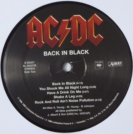 AC/DC : Back In Black (LP, Album, RE, RM, Uni)