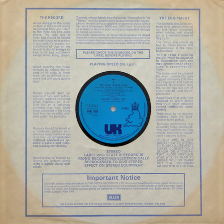 Original London Cast* : The Rocky Horror Show (LP, Album, Blu)