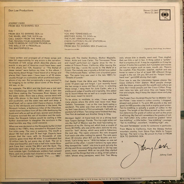 Johnny Cash : From Sea To Shining Sea (LP, Album, San)