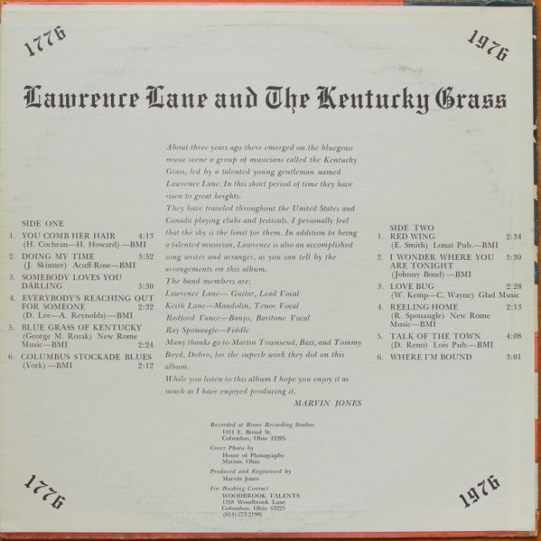 Lawrence Lane & The Kentucky Grass : 1776-1976 (LP, Album)