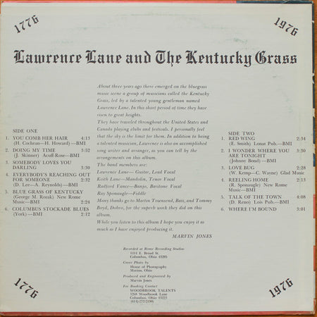 Lawrence Lane & The Kentucky Grass : 1776-1976 (LP, Album)