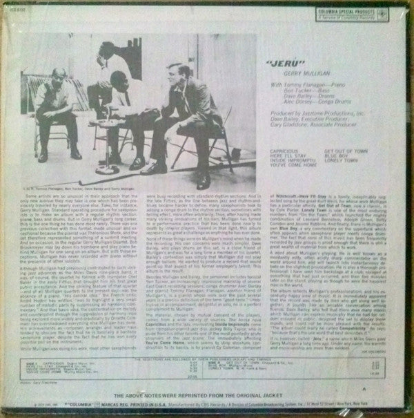 Gerry Mulligan : Jeru (LP, Album, RE)