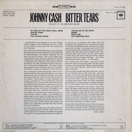 Johnny Cash : Bitter Tears - Ballads Of The American Indian (LP, Album, RE, Pit)