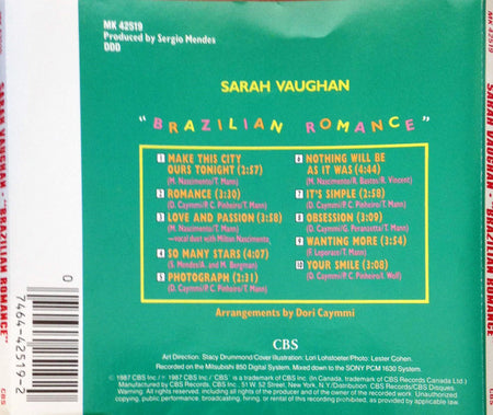 Sarah Vaughan With Milton Nascimento : Brazilian Romance (CD, Album)