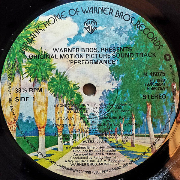Various : Performance: Original Motion Picture Sound Track (LP, Album, RE)