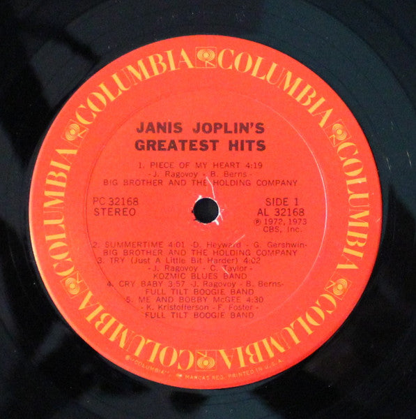 Janis Joplin : Janis Joplin's Greatest Hits (LP, Comp, RE)