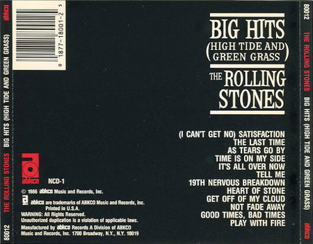 The Rolling Stones : Big Hits (High Tide And Green Grass) (CD, Comp, RE)