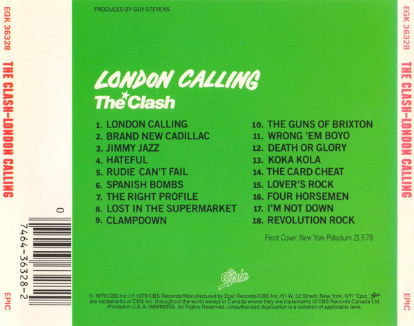 The Clash : London Calling (CD, Album, RE)