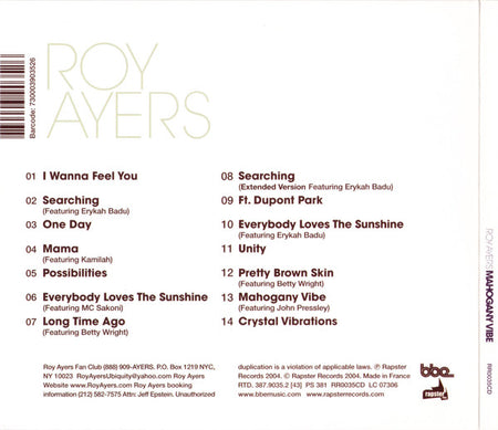 Roy Ayers : Mahogany Vibe (CD, Album, Dig)
