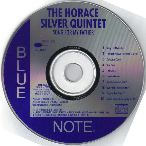 The Horace Silver Quintet : Song For My Father (CD, Album, Club, RE)