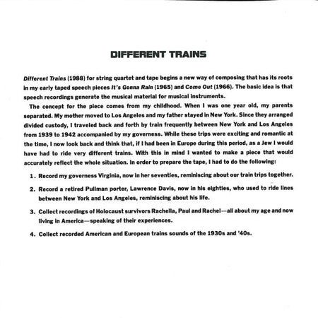 Steve Reich - Kronos Quartet / Pat Metheny : Different Trains / Electric Counterpoint (CD, Album)