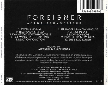 Foreigner : Agent Provocateur (CD, Album)