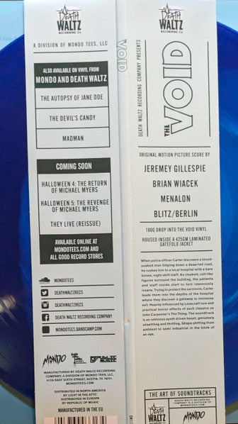 Jeremy Gillespie, Brian Wiacek, Menalon, Blitz//Berlin : The Void - Original Motion Picture Score (LP, Album, Ltd, Blu)