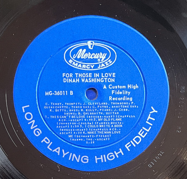 Dinah Washington : For Those In Love (LP, Album, Mono, RP)