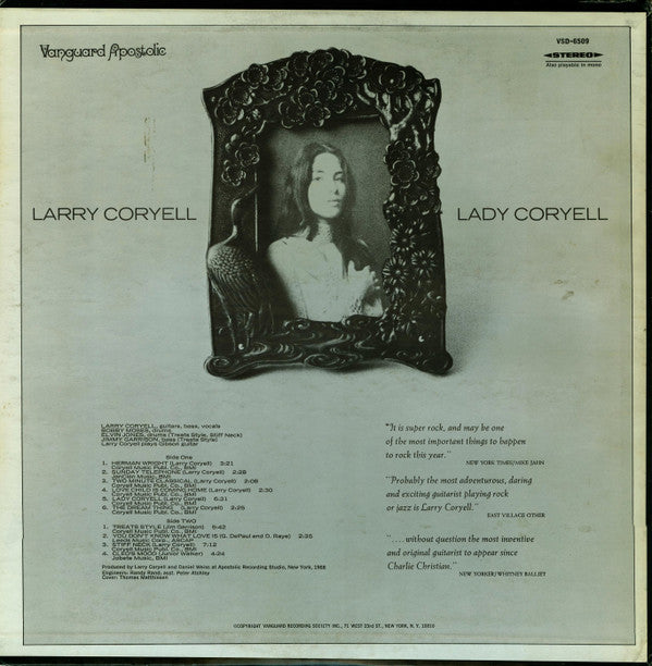 Larry Coryell : Lady Coryell (LP, Album, CSM)