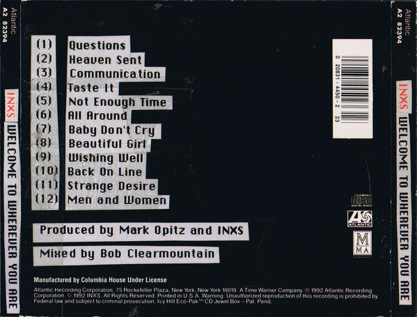 INXS : Welcome To Wherever You Are (CD, Album, Club, Eco)