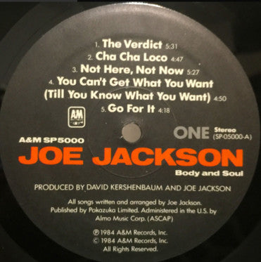 Joe Jackson : Body And Soul (LP, Album, Club, CRC)