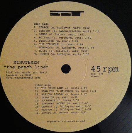 Minutemen : The Punch Line (12", Album, RE, RP)