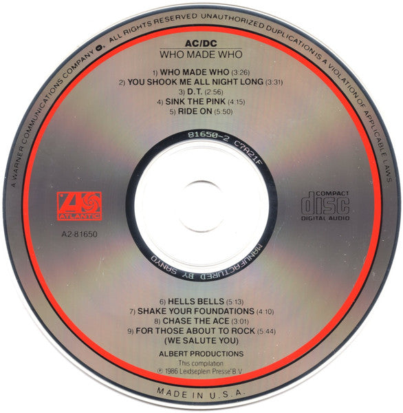 AC/DC : Who Made Who (CD, Album, Comp, Club)