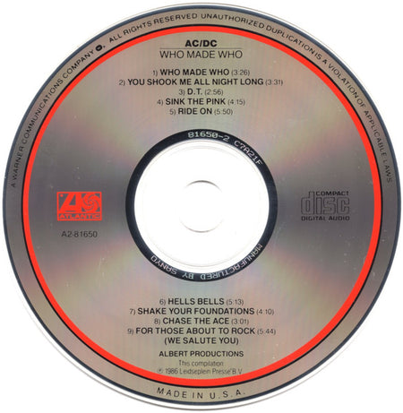 AC/DC : Who Made Who (CD, Album, Comp, Club)