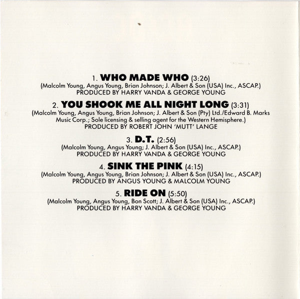 AC/DC : Who Made Who (CD, Album, Comp, Club)