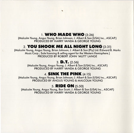 AC/DC : Who Made Who (CD, Album, Comp, Club)
