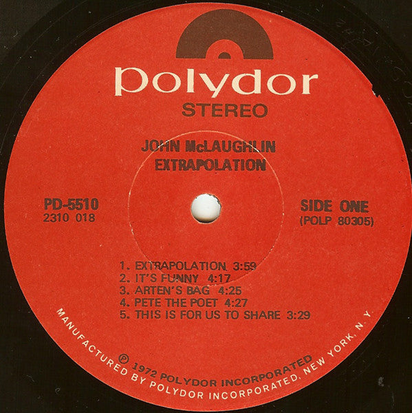 John McLaughlin : Extrapolation (LP, Album, RE, Scr)