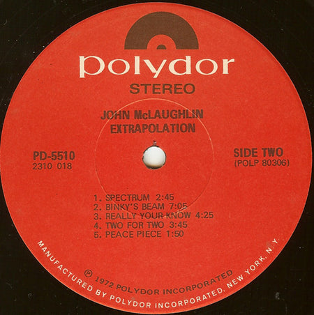 John McLaughlin : Extrapolation (LP, Album, RE, Scr)