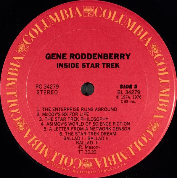 Gene Roddenberry : Inside Star Trek (LP, Album, Pit)