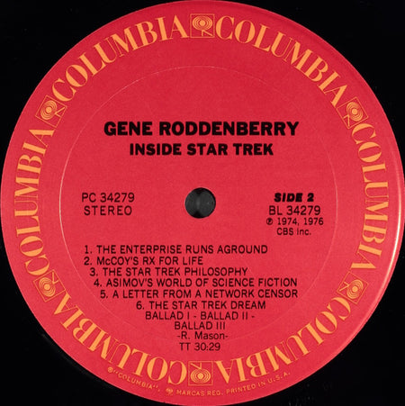 Gene Roddenberry : Inside Star Trek (LP, Album, Pit)