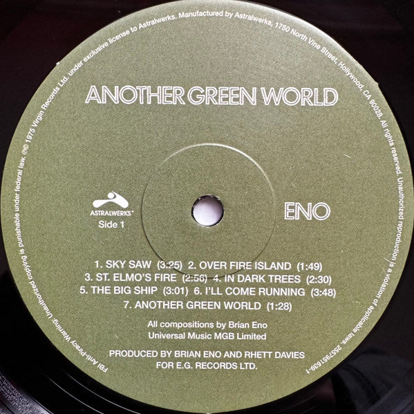 Eno* : Another Green World (LP, Album, RE, RM)