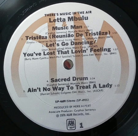 Letta Mbulu : There's Music In The Air (LP, Album, Pit)