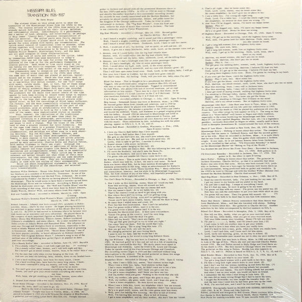 Various : The Mississippi Blues, No.3: Transition, 1926-1937 (LP, Comp, RE)