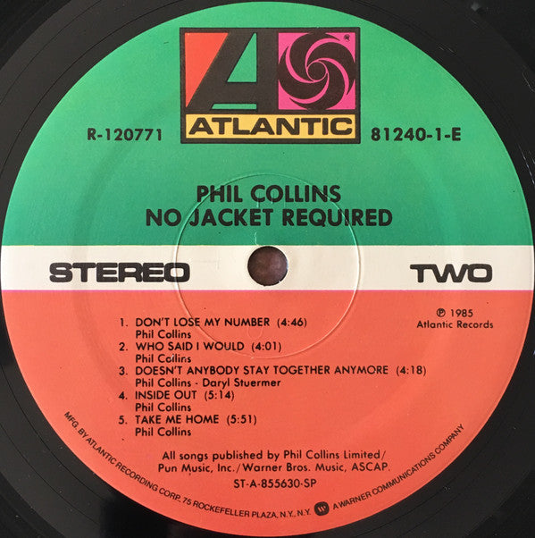 Phil Collins : No Jacket Required (LP, Album, Club, SRC)