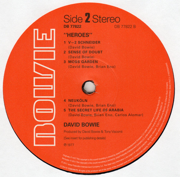 David Bowie : "Heroes" (LP, Album, RE, RM, 180)