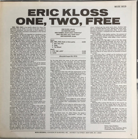 Eric Kloss : One, Two, Free (LP, Album, PRC)