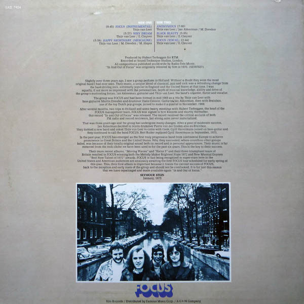 Focus (2) : In And Out Of Focus (LP, Album, RE, Scr)