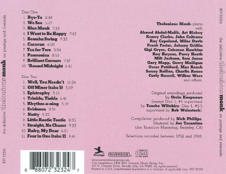 Thelonious Monk : The Definitive Thelonious Monk On Prestige And Riverside (2xCD, Comp, RM)