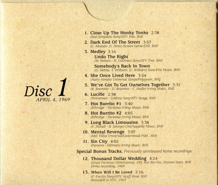 Gram Parsons With The Flying Burrito Bros : Gram Parsons Archives Vol 1 (Live At The Avalon Ballroom 1969) (2xCD, Album, RM)