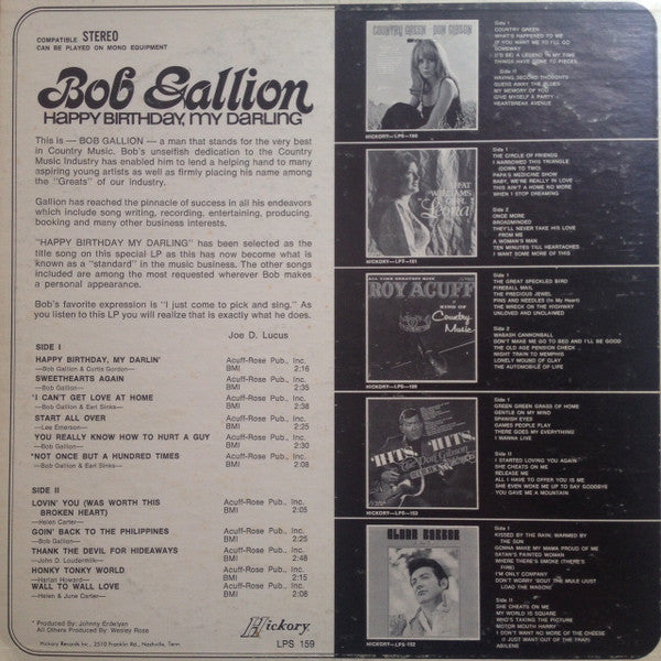 Bob Gallion : Happy Birthday, My Darling (LP, Album)