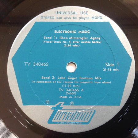John Cage, Luciano Berio, Ilhan Mimaroglu : Electronic Music - Fontana Mix / Visage / Agony (LP, Album)